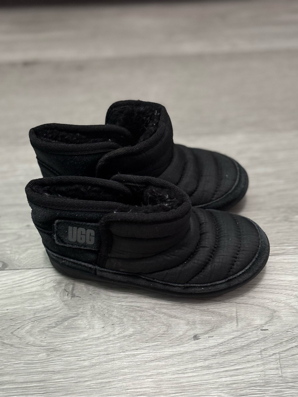 UGG Kids Black Quilted Slip-On Booties